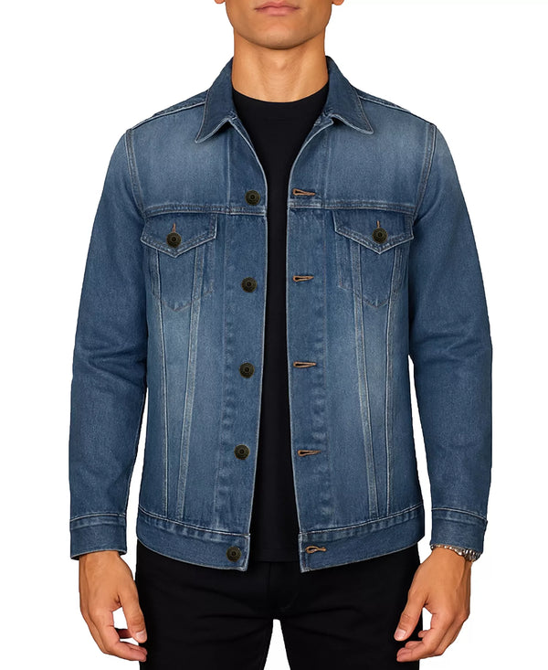 BLU ROCK MEN'S REGULAR-FIT CLASSIC DENIM JACKET - SIZE: MEN L - MEDIUM WASH - Brand New