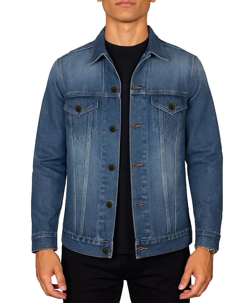 BLU ROCK MEN'S REGULAR-FIT CLASSIC DENIM JACKET - SIZE: MEN L - MEDIUM WASH - Brand New