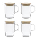LENOX DRINKWARE TUSCANY CLASSICS HOT BEVERAGE 8 PIECE MUGS - CLEAR/BAMBOO - Like New