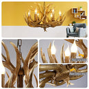 OJZZG Deer Antler Chandelier 6 Lights Resin Chandeliers Lighting - Brown - Brand New