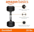AMAZON BASICS RUBBER HEX DUMBBELL HAND WEIGHT - 20LB - BLACK - Like New