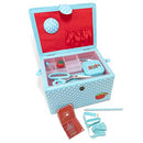 Dritz Large Sewing Basket Kit - Aqua Dots - Brand New