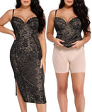 POPILUSH LACE V NECK FORMAL PARTY CORSET SHAPEWEAR DRESS WOMEN XL - BLACK - Like New