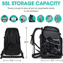 SEMSTY Ski Boot Bag, 55L Waterproof Ski Travel Backpack B09BKL17RD - Black - Brand New