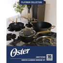 OSTER PLATINUM ABBOTTSFORD 16 PIECE ALUMINUM POTS PANS - BLACK/GOLD - Like New