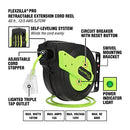 FLEXZILLA RETRACTABLE EXTENSION CORD REEL 12/3 AWG SJTOW CORD 60' - GREEN - Like New