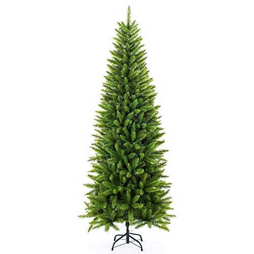 SENJIE ARTIFICIAL CHRISTMAS TREE,CLASSIC PINE FIR PENCIL TREE 6 FT - GREEN - Like New