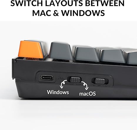 KEYCHRON K8 TENKEYLESS MECHANICAL KEYBOARD BACKLIGHT BLUETOOTH RED SWITCH - GRAY - Like New