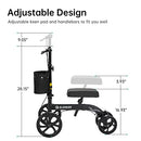 ELENKER BEST VALUE KNEE WALKER 10" FRONT WHEELS MEDICAL SCOOTER CRUTCH BLACK - Brand New