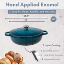LEXI HOME ENAMELED 5 QT. CAST IRON DUTCH OVEN BRAISER - DARK TEAL - Like New