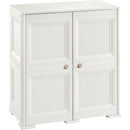 CLEVERMADE OMNIMODUS PLASTIC STORAGE CABINET WITH DOORS; EASY ASSEMBLY, CREAM - Like New