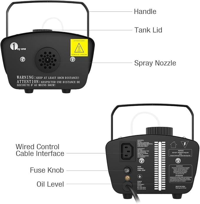 1byone Halloween Fog Machine Wired Remote Control 400-Watt Smoke Machine - Black Like New