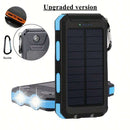 WINSWAY PORTABLE SOLAR PANEL POWER BANK, 10000MAH - BLUE/BLACK - Brand New