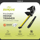 SUN JOE 2.0AH 18-IN CORDLESS HANDHELD HEDGE TRIMMER 5/8" - BLACK/YELLOW - Like New