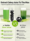 AEITTO JUICER MACHINES COLD PRESS JUICER WITH SOFT & HARD MODES - BLACK - Like New