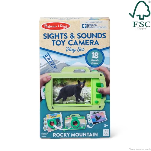 MELISSA & DOUG ROCKY MOUNTAIN NATIONAL PARK WOODEN TOY CAMERA PLAY SET - GREEN - Like New