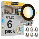 NUWATT Canless 6" Inch Wafer Light, 5 - Color Select, 1050 Lumens, 2700K-5000K - Like New