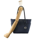 MICHAEL KORS WOMENS CHARLOTTE LARGE TOP ZIP TOTE - NAVY/SILVER HARDWARE - Brand New