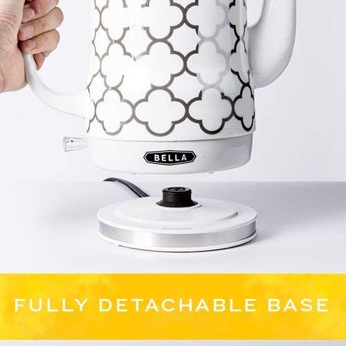 BELLA Electric Kettle & Tea Pot , 1.2 Liter - Silver Tile Pattern - Like New