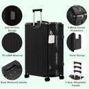 ANYZIP ALUMINUM FRAME ZIPPERLESS CHECKED LUGGAGE HARD SHELL 28" - BLACK - Brand New