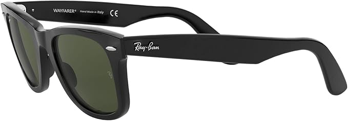 RAY-BAN ORIGINAL WAYFARER SQUARE SUNGLASSES 52 MILLIMETER - BLACK/G-15 GREEN - Like New