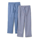 AMAZON ESSENTIALS MEN'S COTTON STRETCH POPLIN PJ BOTTOMS 2 PACK - S, CHECK/BLUE - Like New