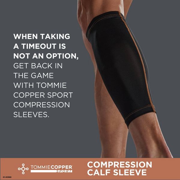 TOMMIE COPPER SPORT COMPRESSION CALF SLEEVE SIZE L/XL - BLACK - Like New