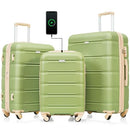 H2XTRA LUGGAGE SET OF 3 20-INCH WITH USB PORT AIRLINE CERTIFIED CARRYON - GREEN - Brand New