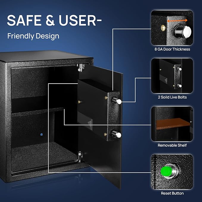 ENGiNDOT Safe Box Digital Keypad 1.2 Cubic Feet Double Code System 36S ...