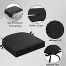 IDEE-HOME OUTDOOR CHAIR CUSHIONS, 17" X 16" X 3", 2 PACK - BLACK - Like New