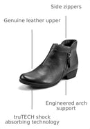 CH3960 Rockport Women Carly Bootie Ankle Boot, Black Leather, 7 M - Like New