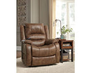 SIGNATURE DESIGN BY ASHLEY YANDEL FAUX LEATHER ELECTRIC RECLINER - SADDLE BROWN - Like New