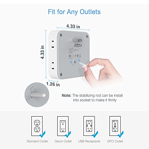 TESSAN Multi Plug Outlet Splitter 4 USB Wall Charger TS-WM1015 - White/Gray Like New