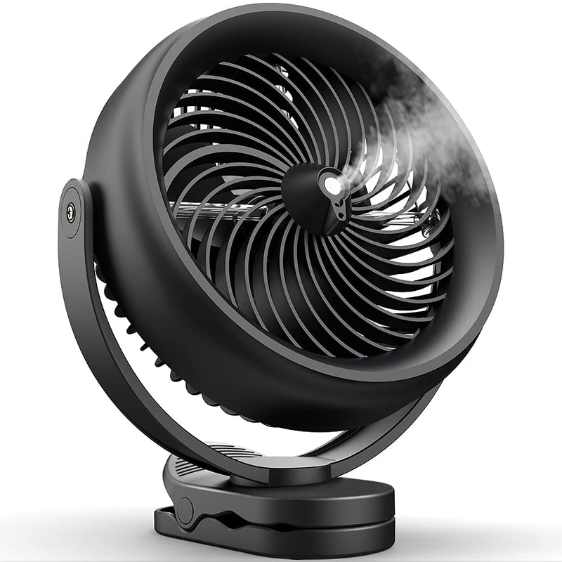 KOONIE 10000MAH BATTERY OPERATED MISTING FAN WITH CLIP, 8-INCH MIST - BLACK New