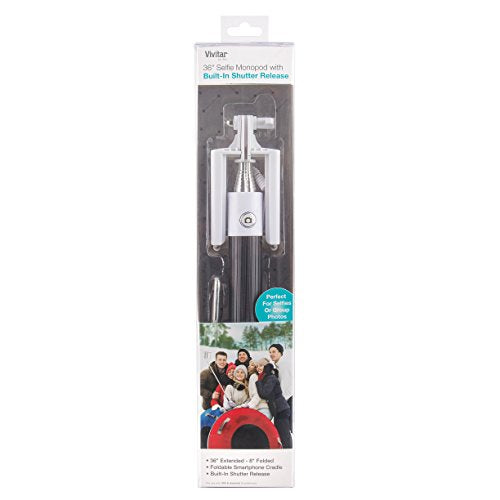 VIVITAR SELFIE STICK WITH AUX-IN WIRED SHUTTER RELEASE VIV-TR-465-BLK - BLACK - Like New