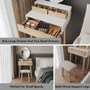 PULUOMIS SMALL MAKEUP VANITY DESK WITH ADJUSTABLE BRIGHTNESS LIGHT - WOOD/WHITE - Like New
