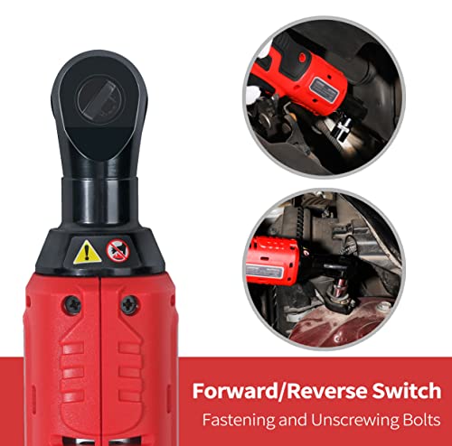 MANUSAGE 3/8" 10MM 20V CORDLESS ELECTRIC RATCHET WRENCH 2 X 2.0A RED - Like New