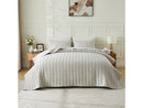 DAWSON COLLECTION 3-PIECE SEERSUCKER TEXTURED QUILT SHAM SET QUEEN - LIGHT-GRAY - Like New