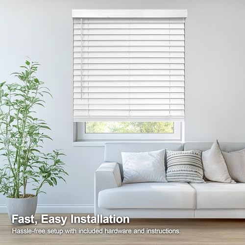 CHICOLOGY CFW-BW-1660 Faux Wood Blinds , Basic White , 16"W X 60"H - Like New