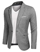 COOFANDY MEN'S BLAZER CASUAL SPORT COATS SUIT JACKET , LARGE - LINEN GRAY - Brand New