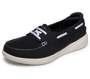 139222 Skechers Women’s Relaxed Fit On The Go Boat Shoe, Black/White, Size 11 - Brand New