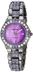 ARMITRON WOMEN'S 75/3689VMDG CRYSTAL-ACCENTED GUNMETAL BRACELET WATCH - Brand New