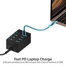 SABRENT 100 WATT 8 PORT FAMILY SIZED USB RAPID CHARGER - BLACK - Like New