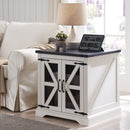 JXQTLINGMU Farmhouse End Table, 24" Large Sofa Side Table with Charging Station - Like New