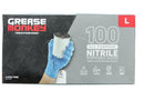 GREASE MONKEY ALL PURPOSE 4MIL THICKNESS DISPOSABLE NITRILE GLOVES 100CT SIZE: L - Like New