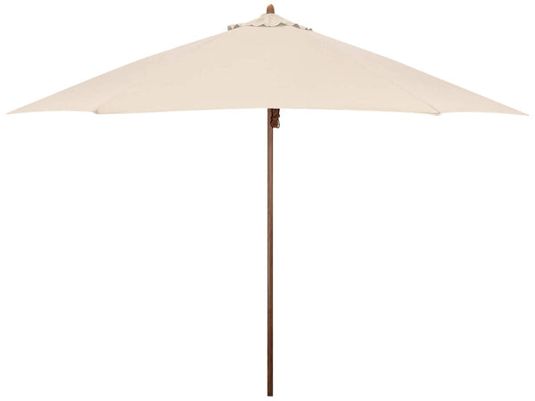 SHADE BASICS 11' RD. FAUX-WOOD STEEL PATIO UMBRELLA, PIN STOP ANTIQUE BEIGE - Like New