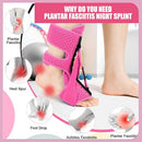 ANSUSIC PLANTAR FASCIITIS NIGHT SPLINT-UPGRADE 3 ADJUSTABLE 2PC - PINK - Brand New