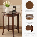 10036 LEICK HOME SHELDON ROUND END TABLE 18" CHOCOLATE OAK - CHOCOLATE OAK GLASS - Like New
