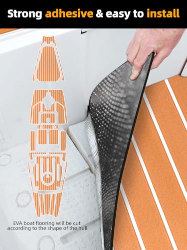 FOCEAN EVA Foam Boat Flooring Sheet - Brown with White Lines - Like New