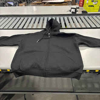 GENERIC HOODIE FULL ZIP JACKET WITH FRONT POUCH - SIZE: MEN 2XL - BLACK - Like New